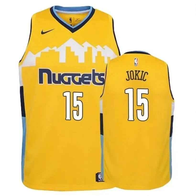Youth Nuggets Nikola Jokic 15 Statet Yellow Jersey