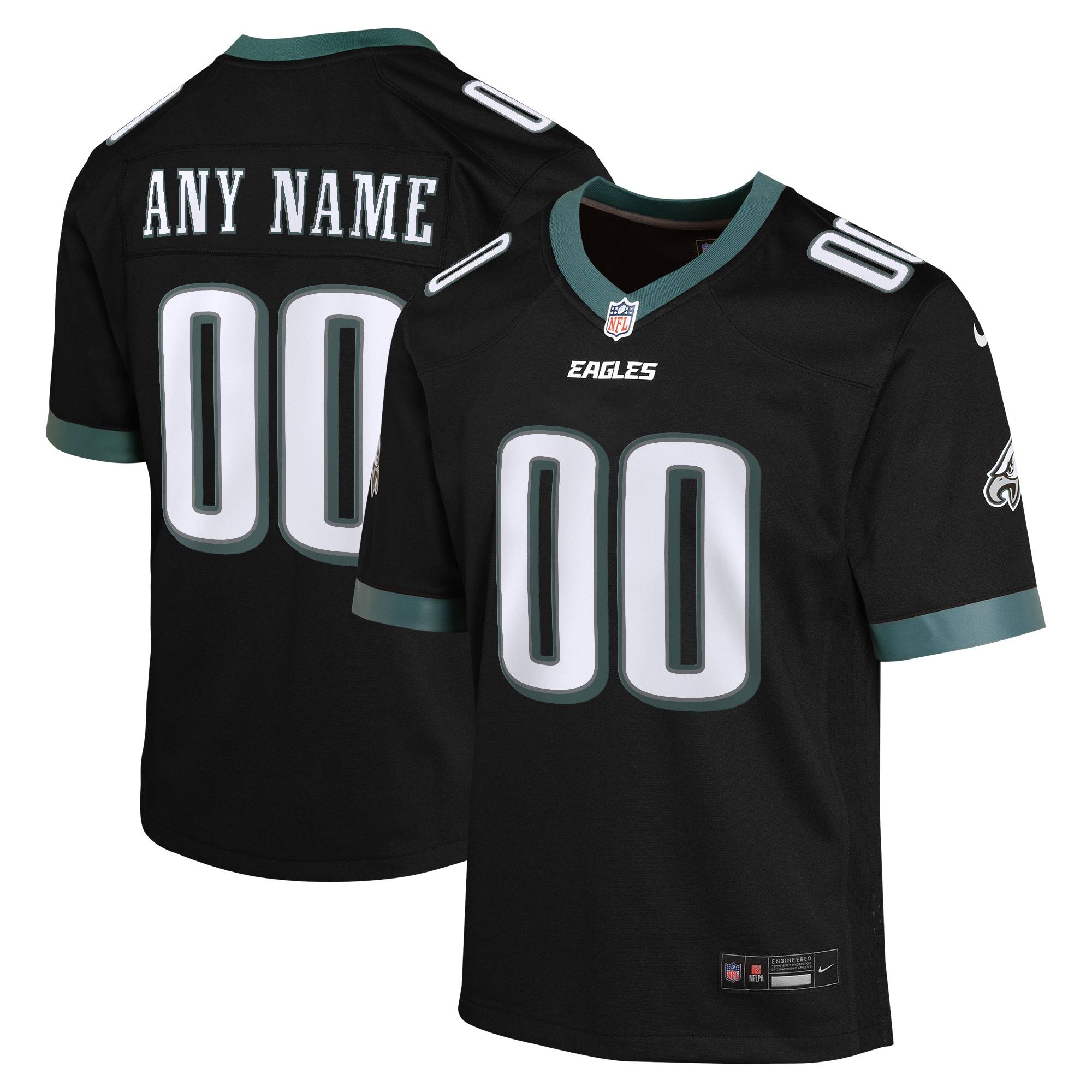 Youth Philadelphia Eagles Black Alternate Custom Game Jersey Js9983