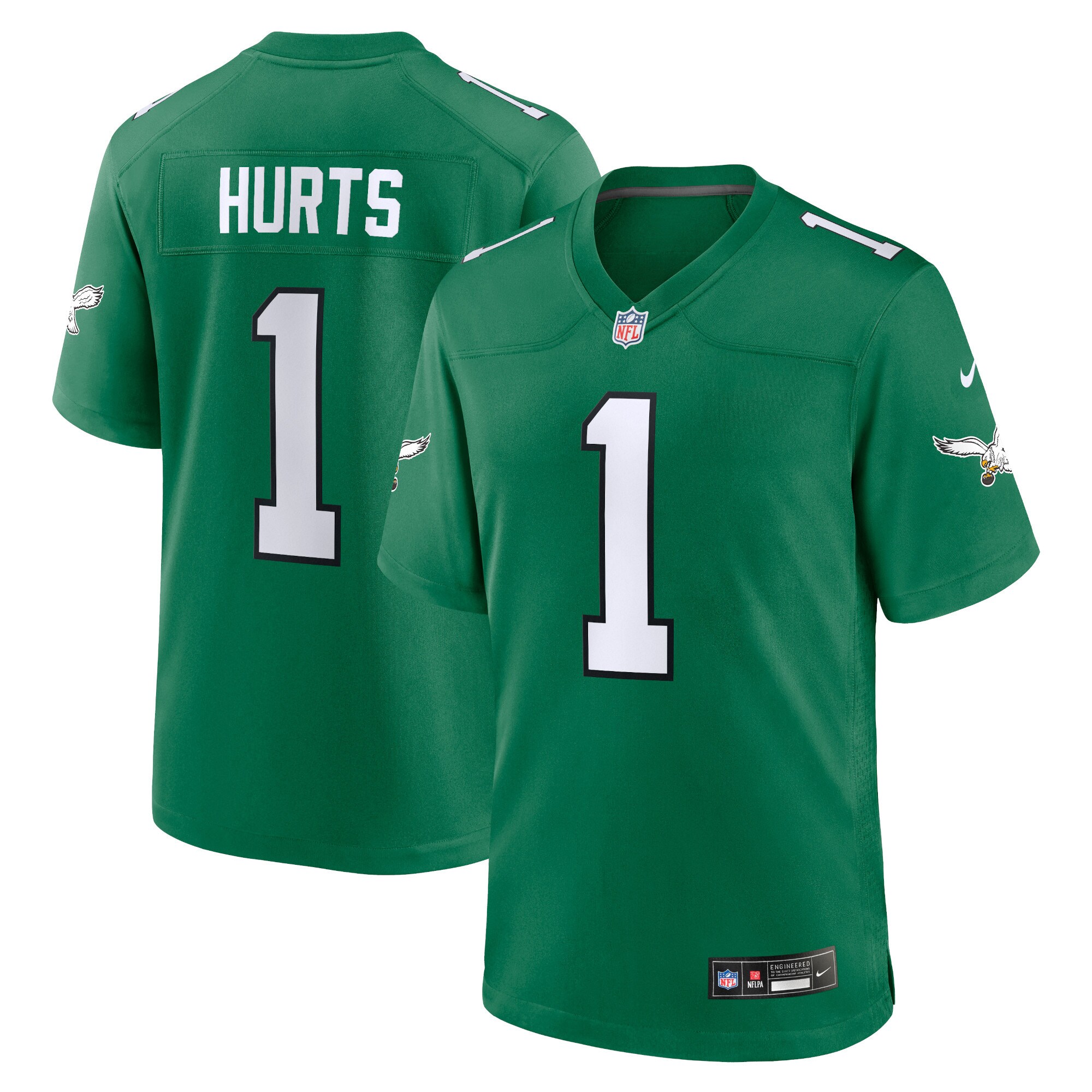 Youth Philadelphia Eagles Jalen Hurts Kelly Green Game Jersey Js2108