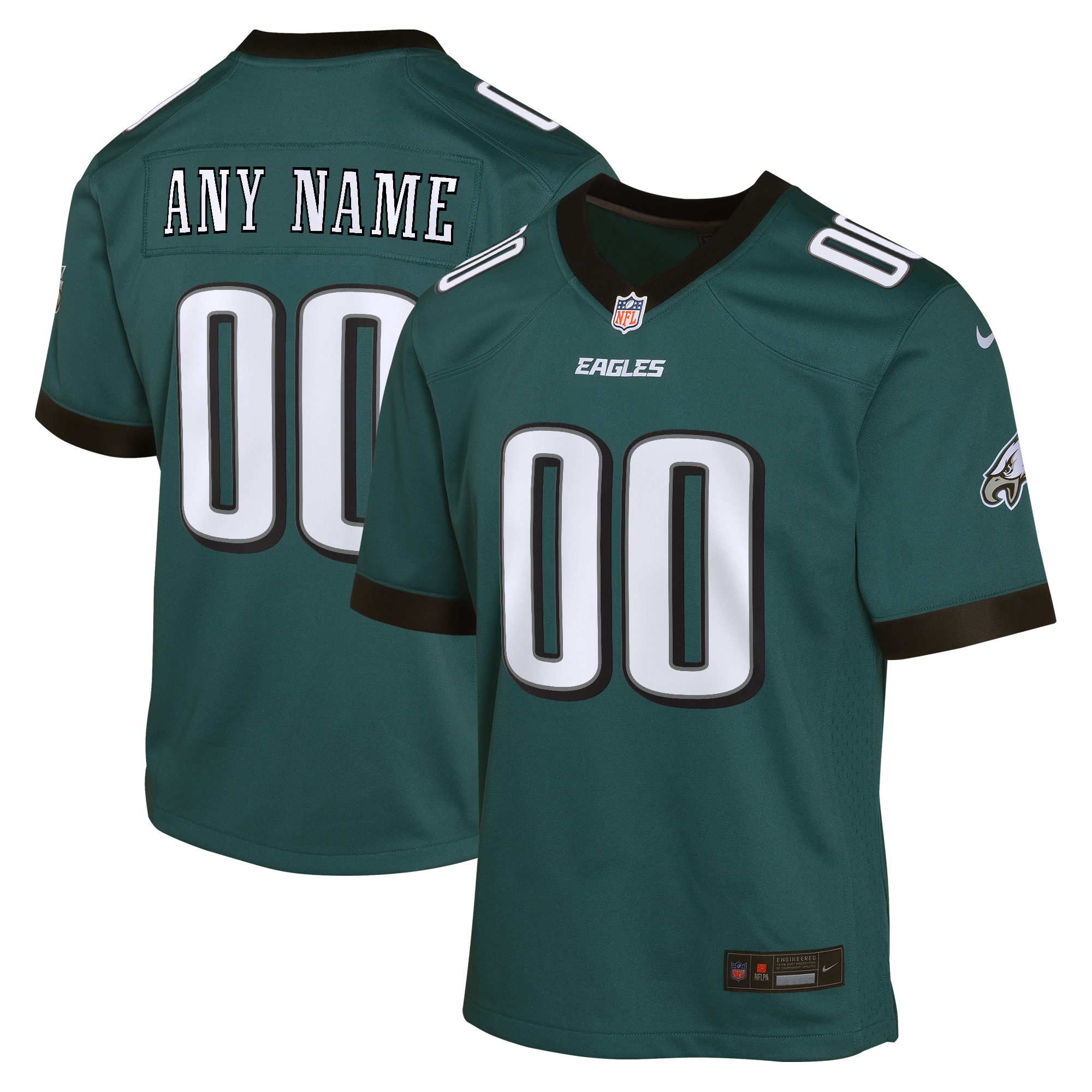 Youth Philadelphia Eagles Midnight Green Custom Game Jersey Js2241