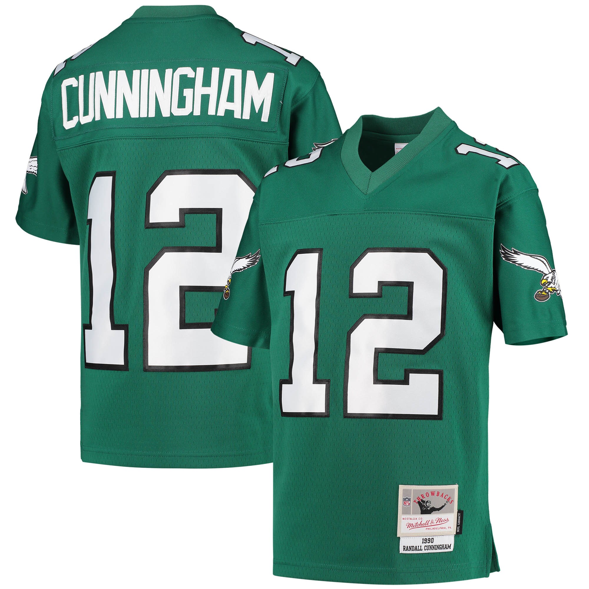 Youth Philadelphia Eagles Randall Cunningham Mitchell & Ness Kelly Green 1990 Retired Player Legacy Jersey Js4623