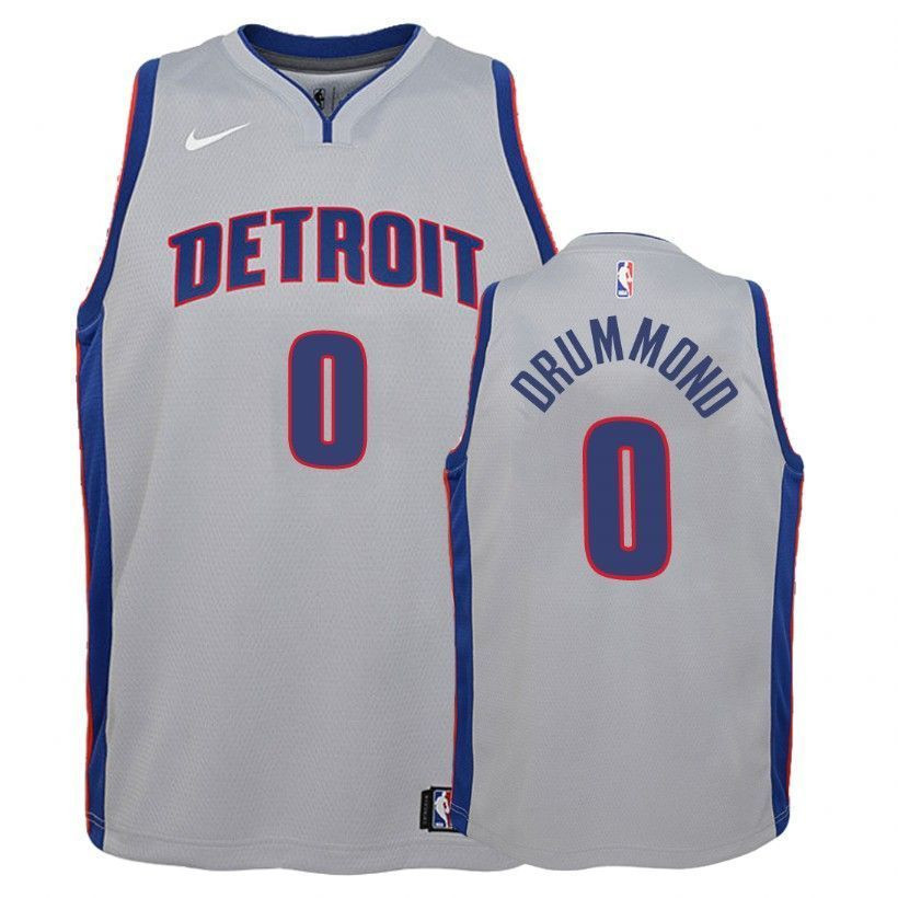 Youth Pistons Andre Drummond 0 Statet Gray Jersey