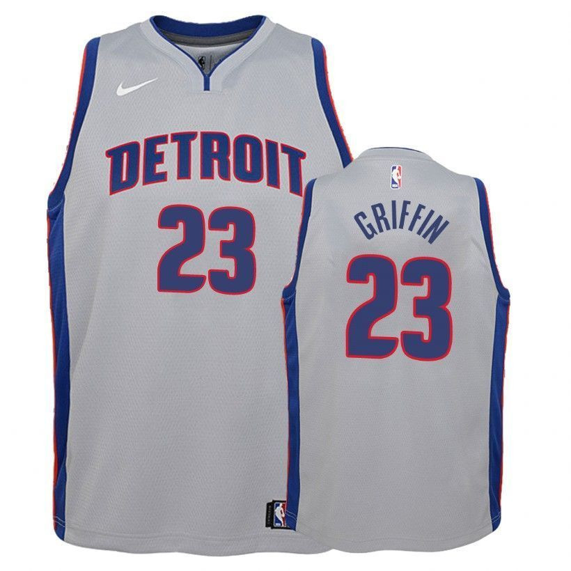 Youth Pistons Blake Griffin 23 Statet Gray Jersey