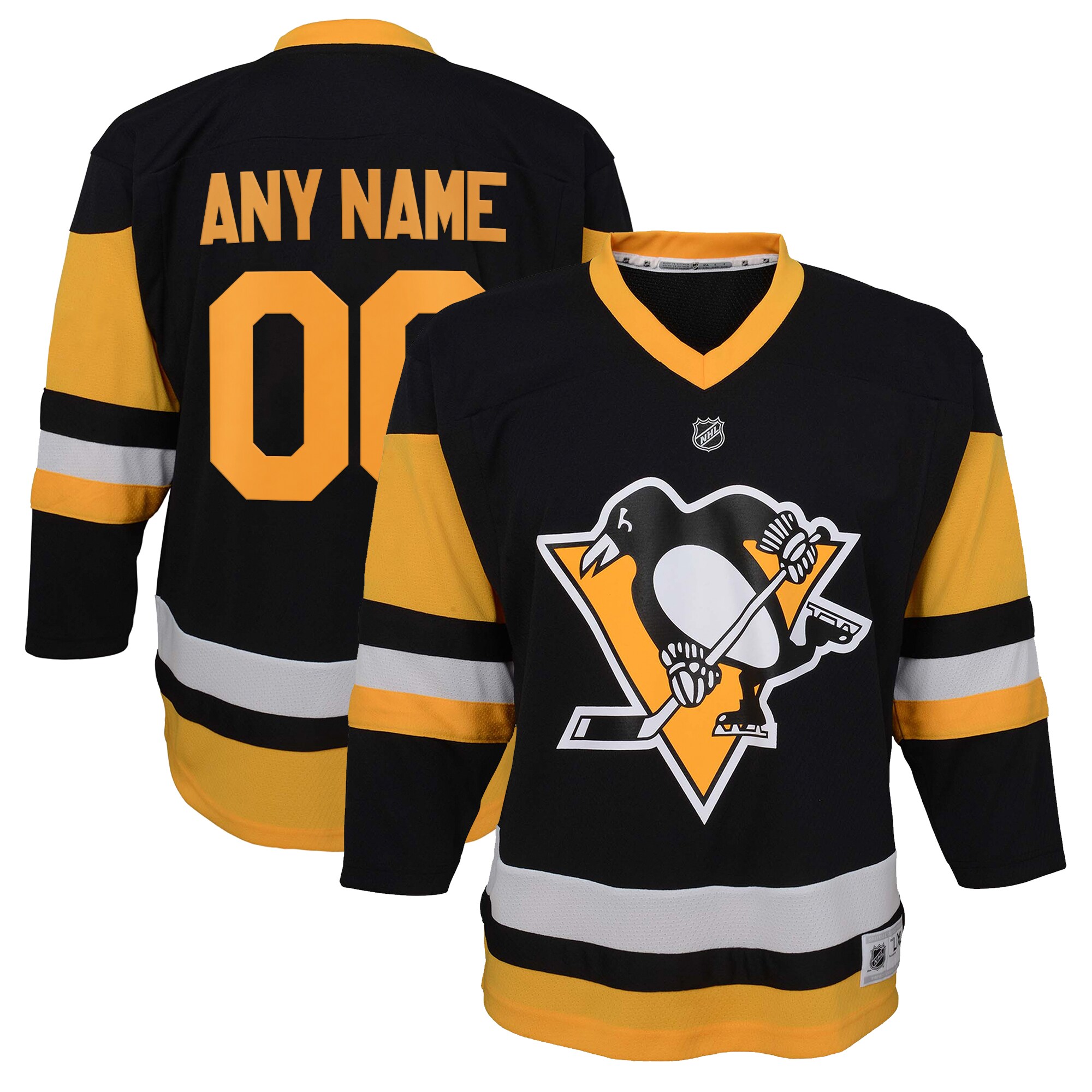 Youth Pittsburgh Penguins Black Home Custom Jersey