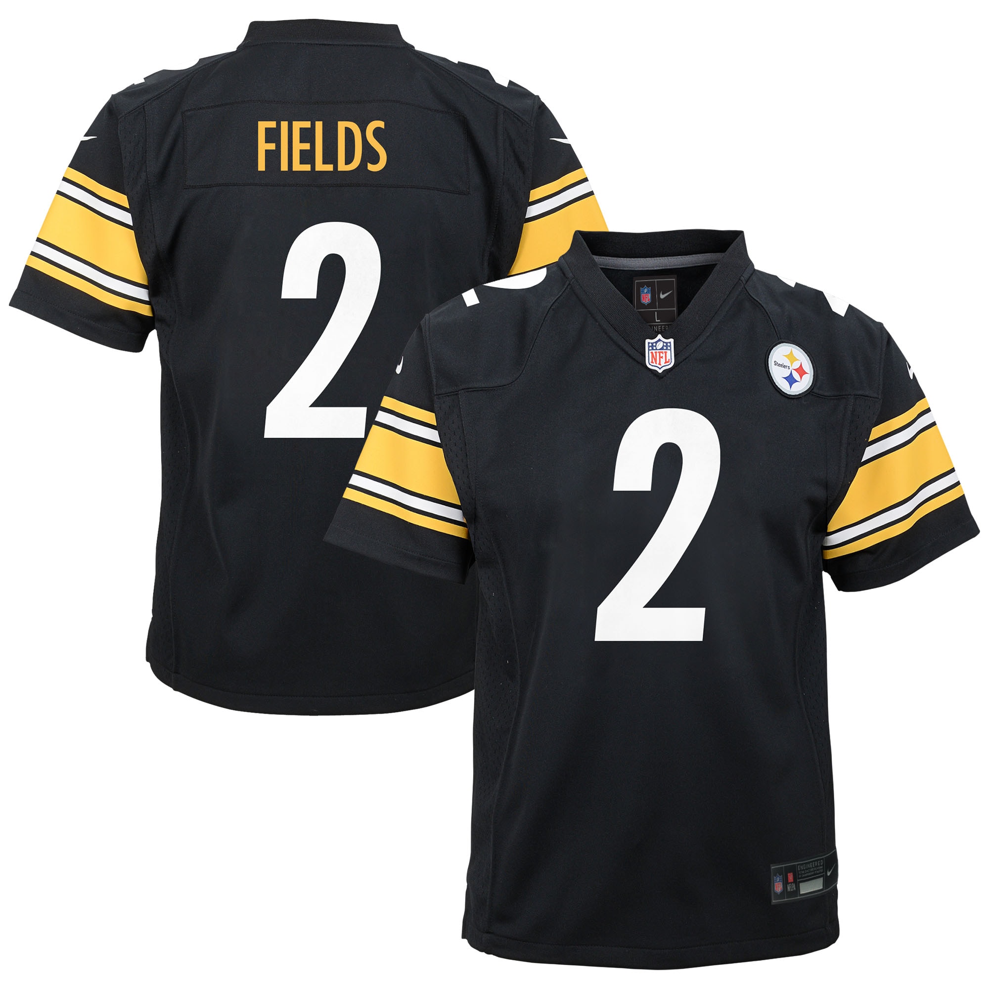 Youth Pittsburgh Steelers Justin Fields Black Team Game Jersey Js6560