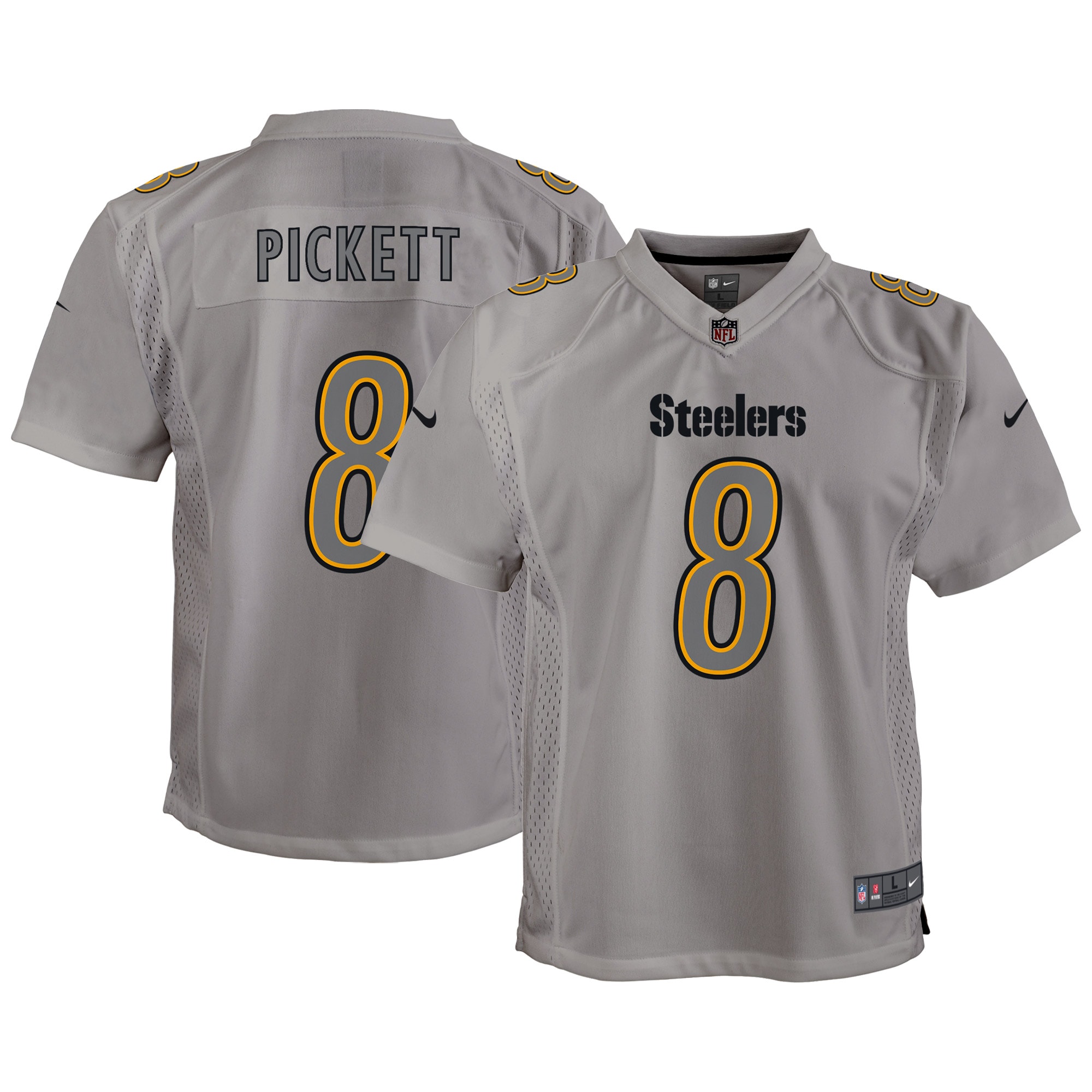 Youth Pittsburgh Steelers Kenny Pickett Gray Atmosphere Game Jersey Js9522