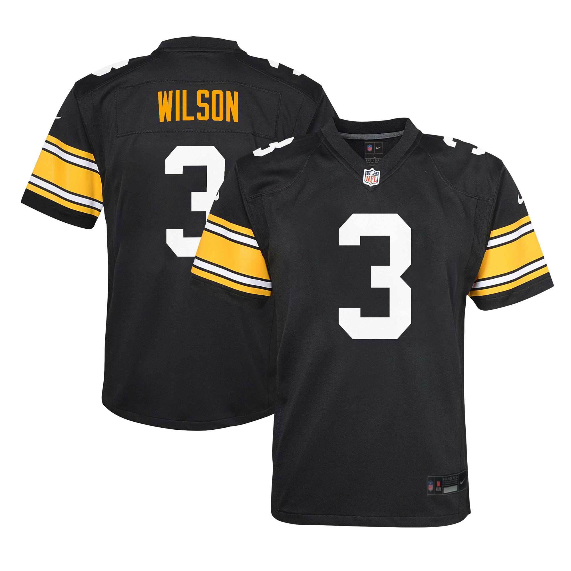 Youth Pittsburgh Steelers Russell Wilson Black Alternate Player Game Jersey Js8922