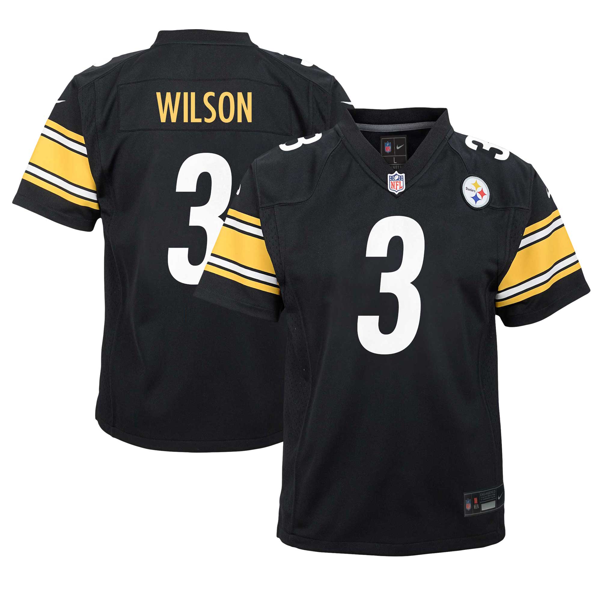 Youth Pittsburgh Steelers Russell Wilson Black Team Player Game Jersey Js8112