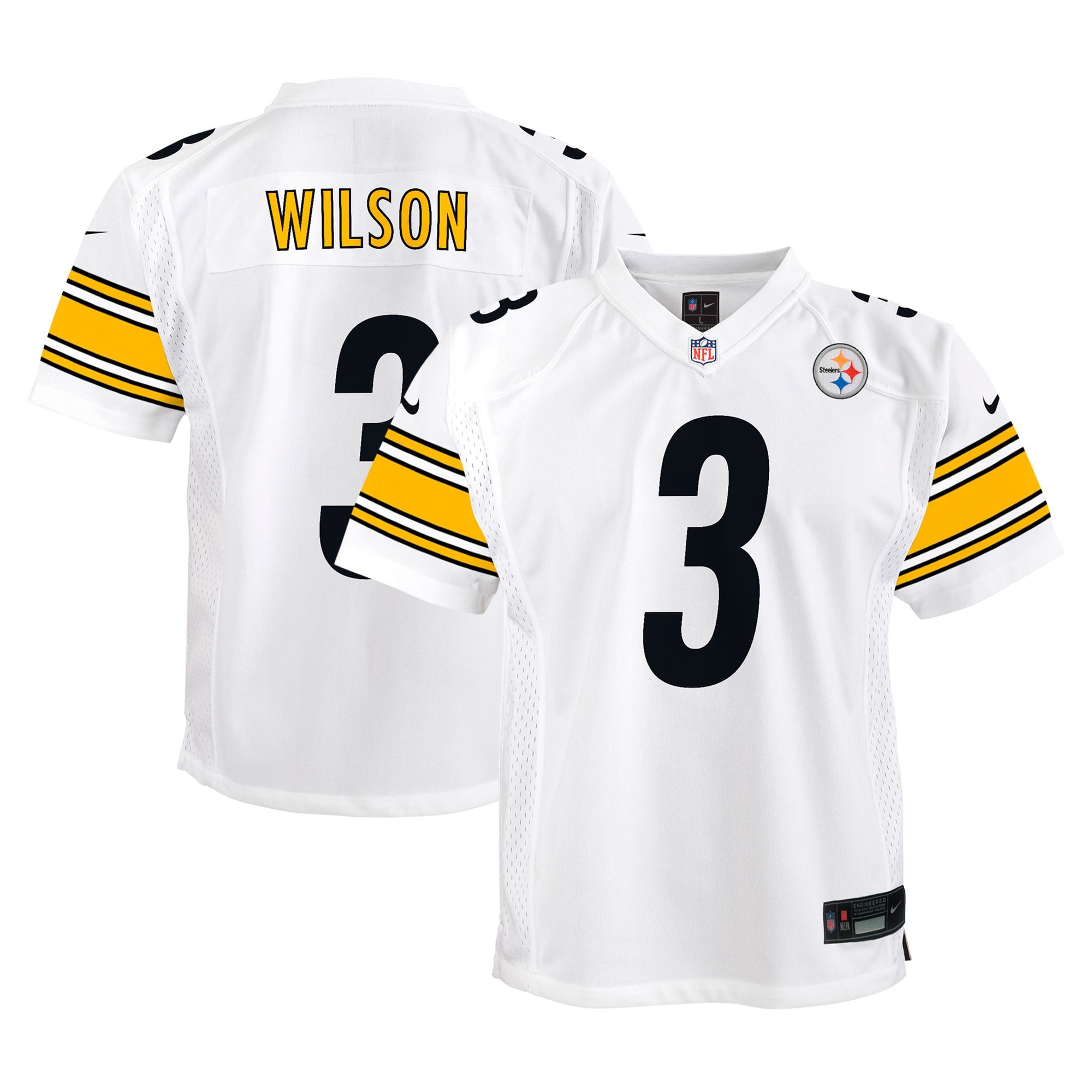 Youth Pittsburgh Steelers Russell Wilson White Player Game Jersey Js7112