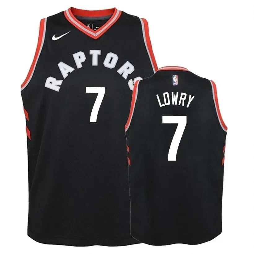 Youth Raptors Kyle Lowry 7 Statet Black Jersey