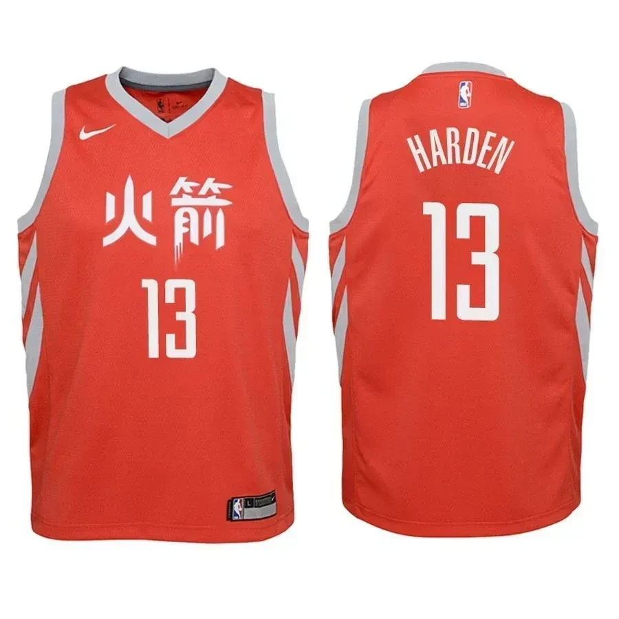 Youth Rockets James Harden 13 City Edition Red Jersey
