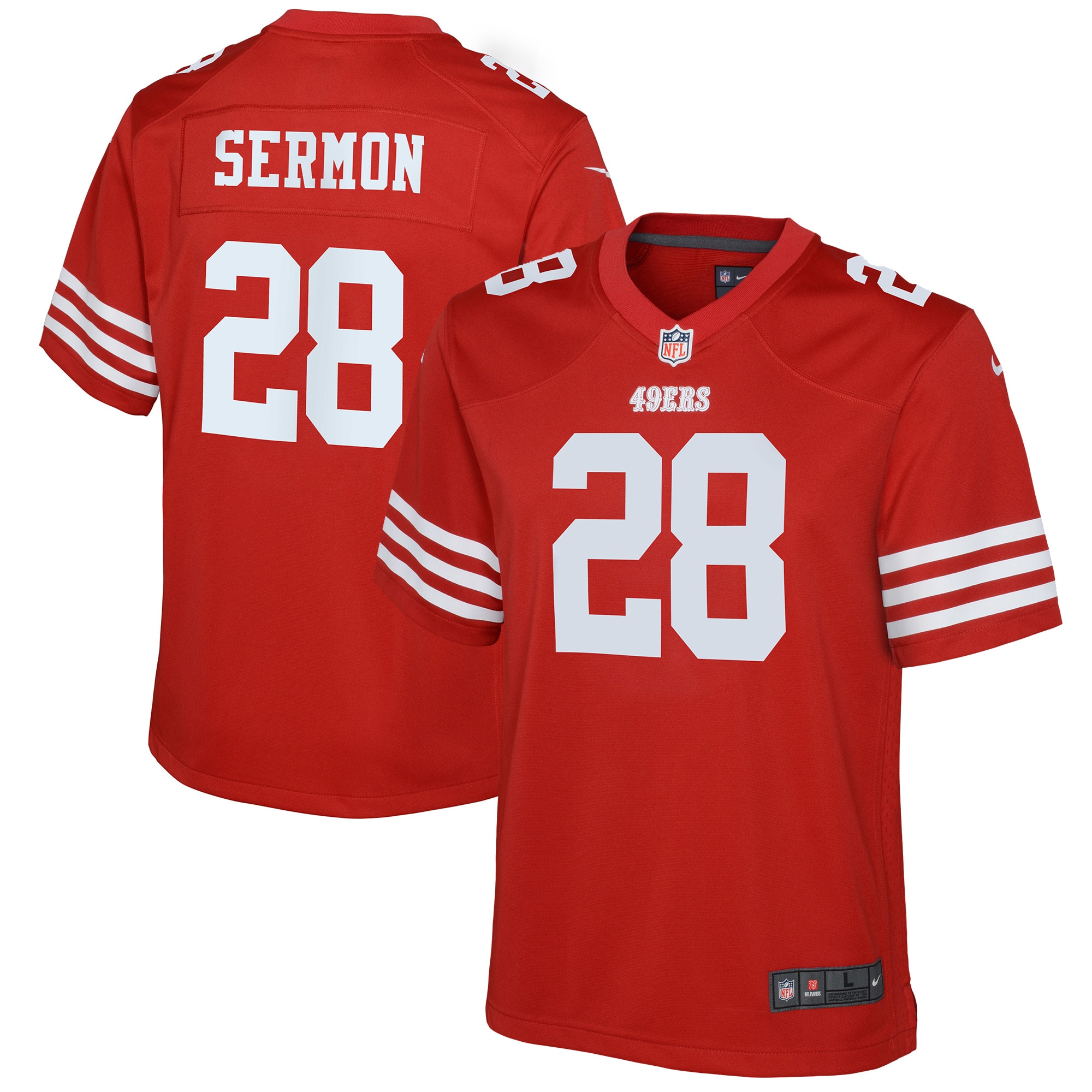 Youth San Francisco 49ers Trey Sermon Scarlet Game Jersey Js5360