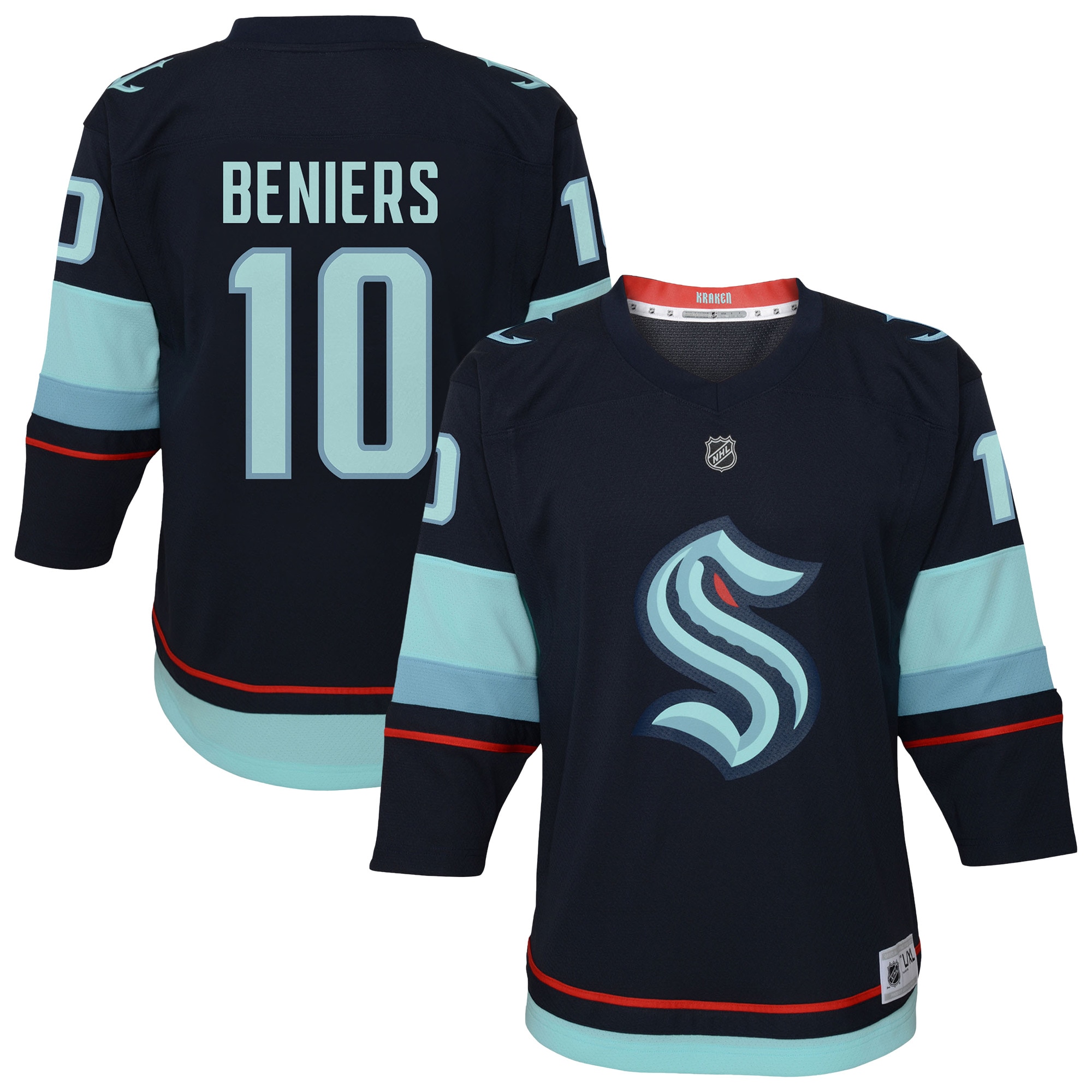 Youth Seattle Kraken Matty Beniers Navy Alternate Player Jersey