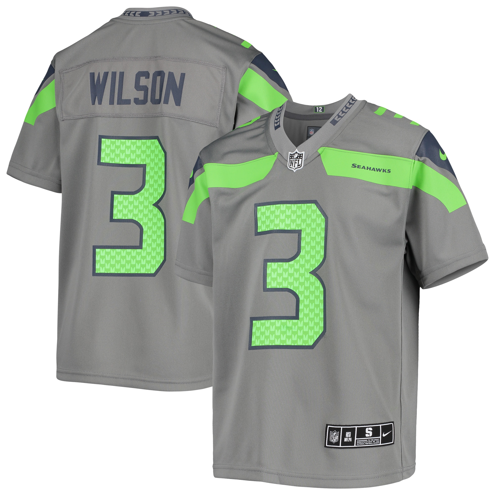 Youth Seattle Seahawks Russell Wilson Gray Inverted Team Game Jersey Js7273