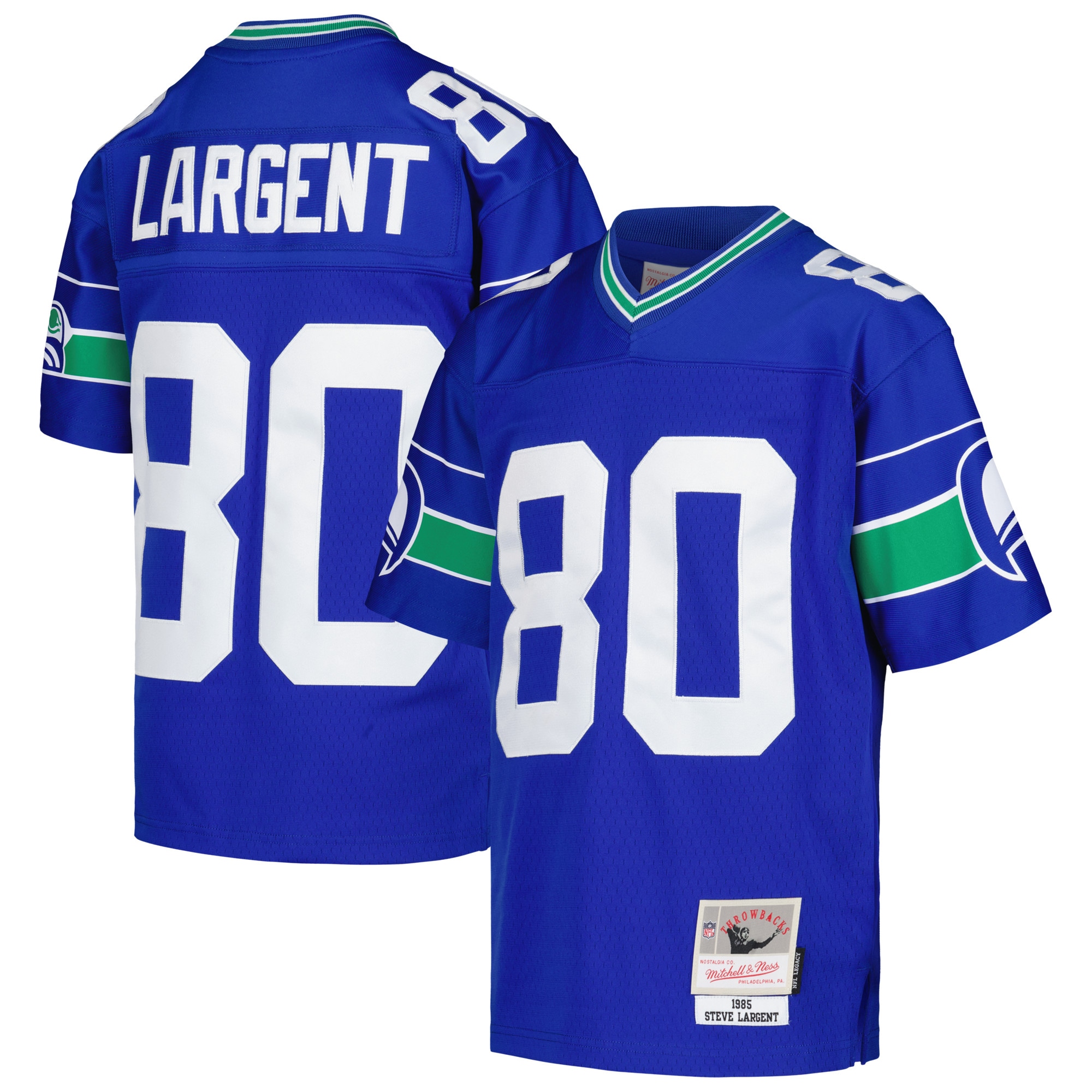 Youth Seattle Seahawks Steve Largent Mitchell & Ness Royal 1985 Retired Player Legacy Jersey Js1926
