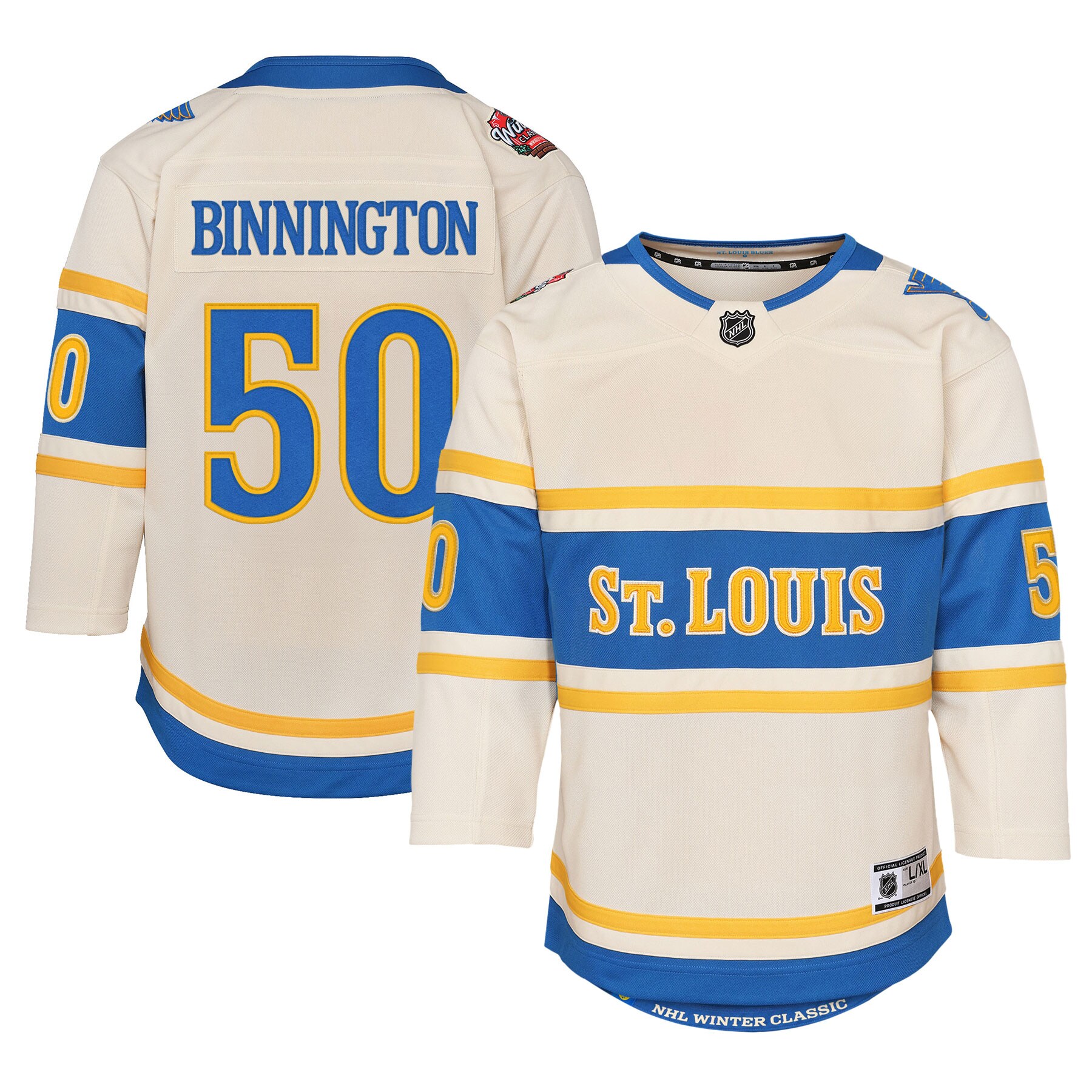 Youth St. Louis Blues Jordan Binnington Cream 2025 Nhl Winter Classic Premier Player Jersey