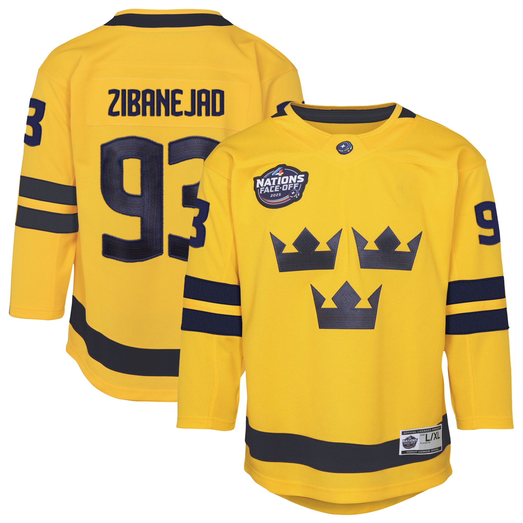 Youth Sweden Mika Zibanejad Yellow 2025 4 Nations Face-off Premier Player Jersey