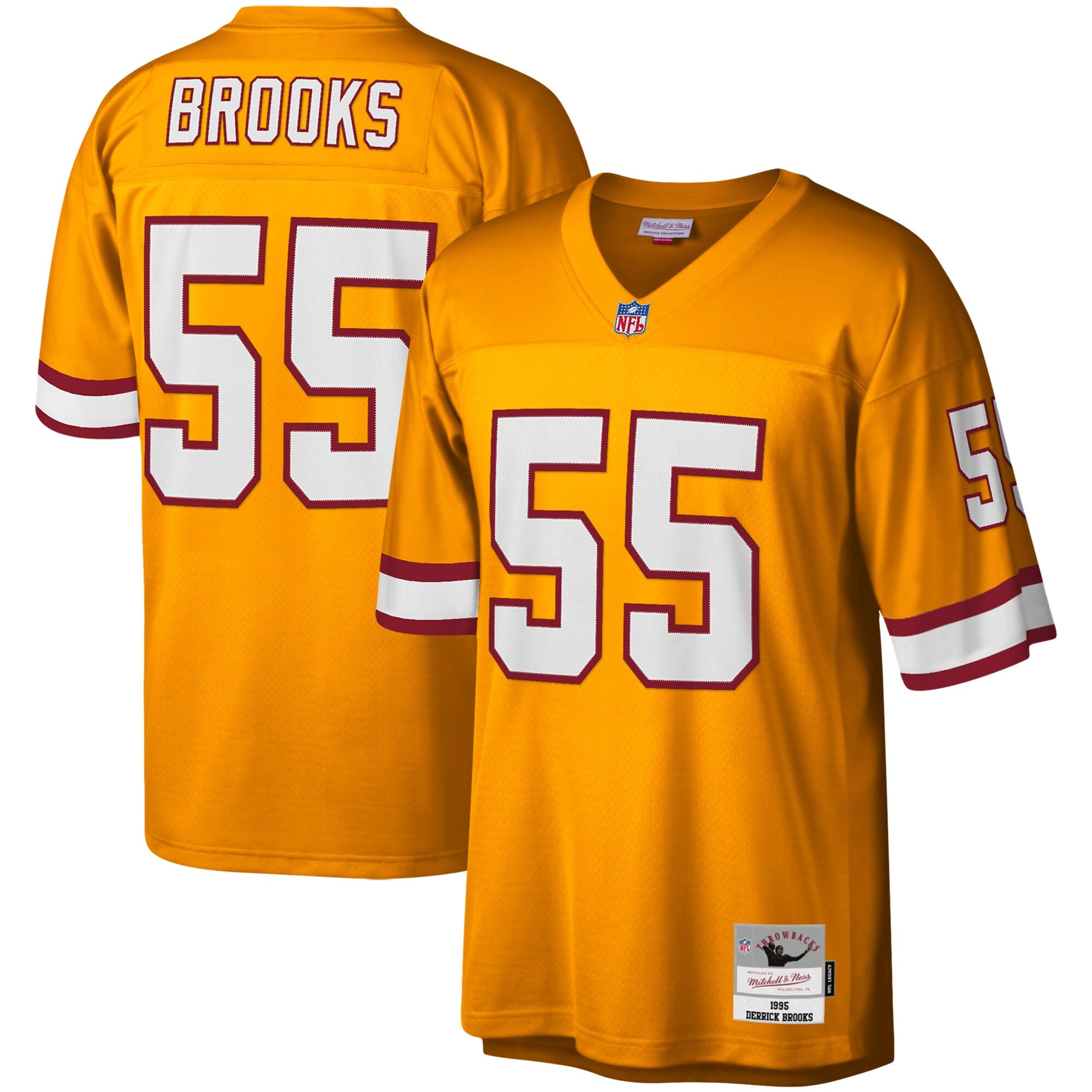 Youth Tampa Bay Buccaneers Derrick Brooks Mitchell & Ness Orange 1995 Retired Player Legacy Jersey Js3523
