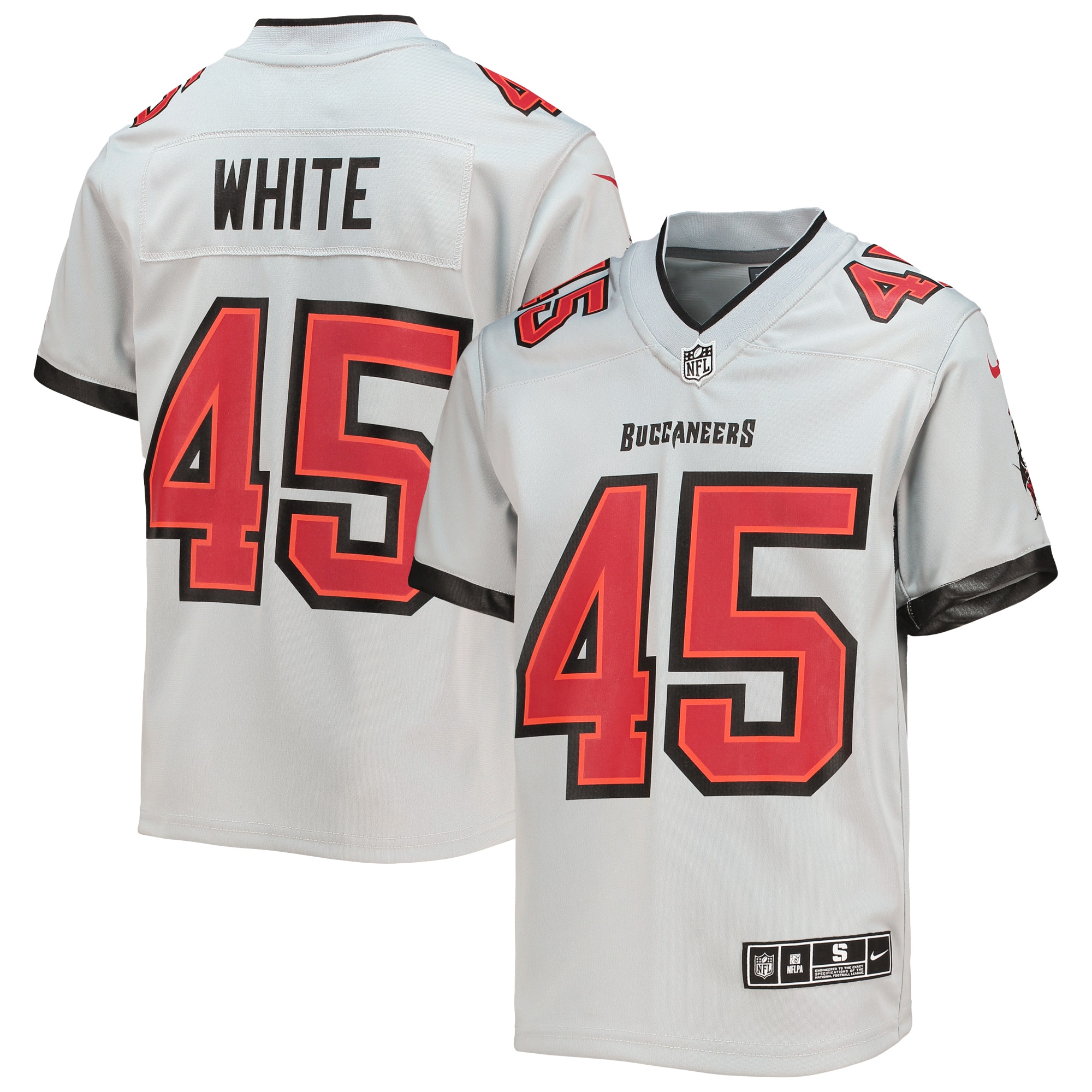 Youth Tampa Bay Buccaneers Devin White Gray Inverted Team Game Jersey Js8955