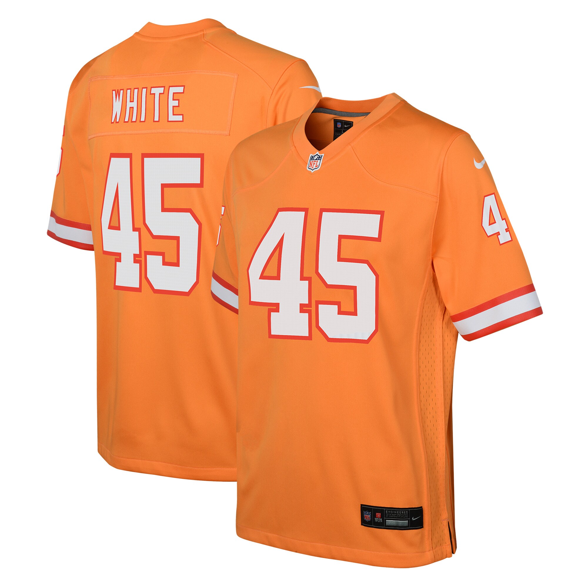 Youth Tampa Bay Buccaneers Devin White Orange Game Jersey Js2031