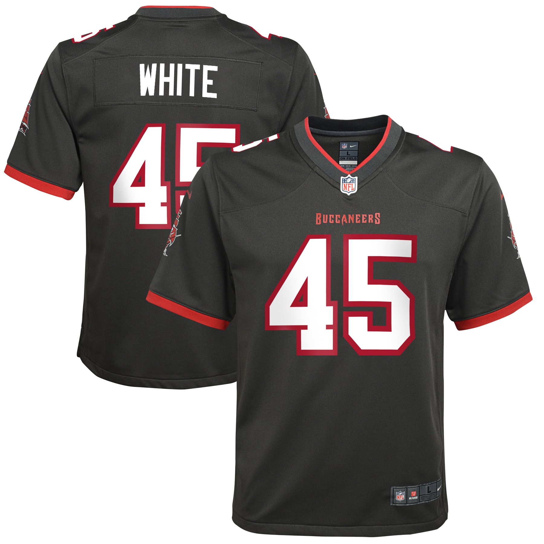 Youth Tampa Bay Buccaneers Devin White Pewter Game Jersey Js5656