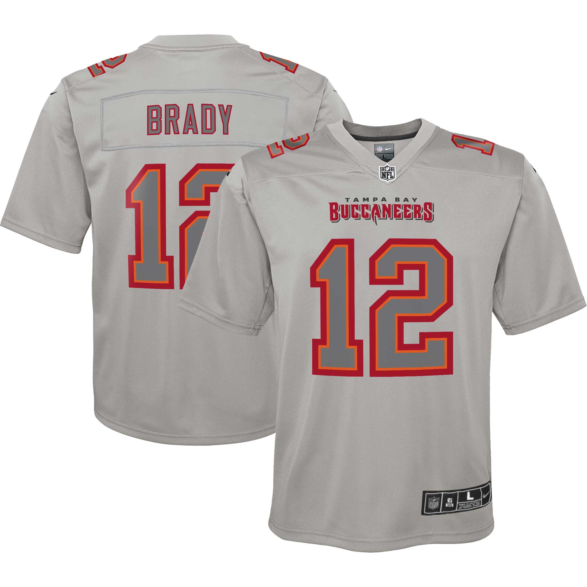 Youth Tampa Bay Buccaneers Tom Brady Gray Atmosphere Game Jersey Js2892