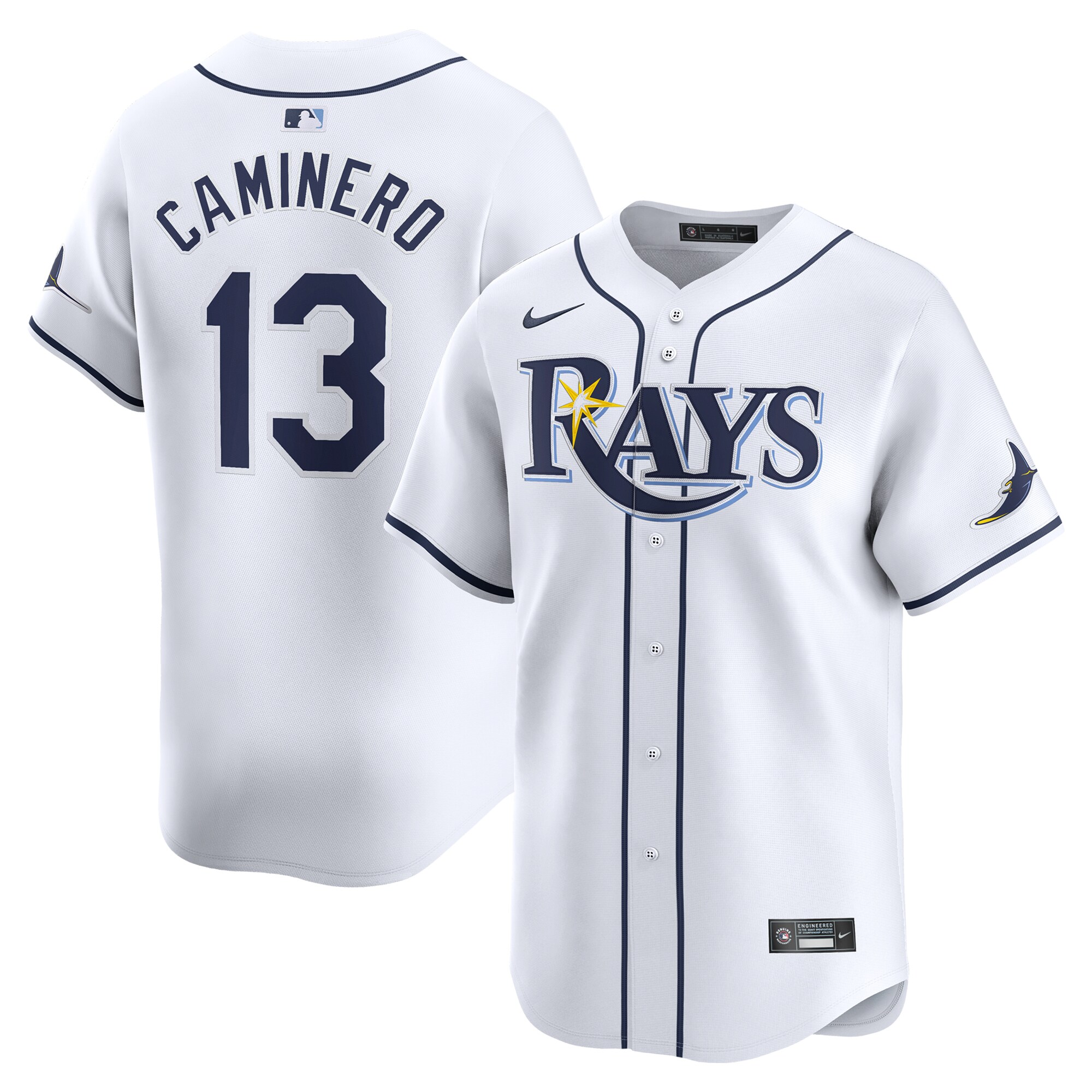 Youth Tampa Bay Rays Junior Caminero White Home Limited Player Jersey