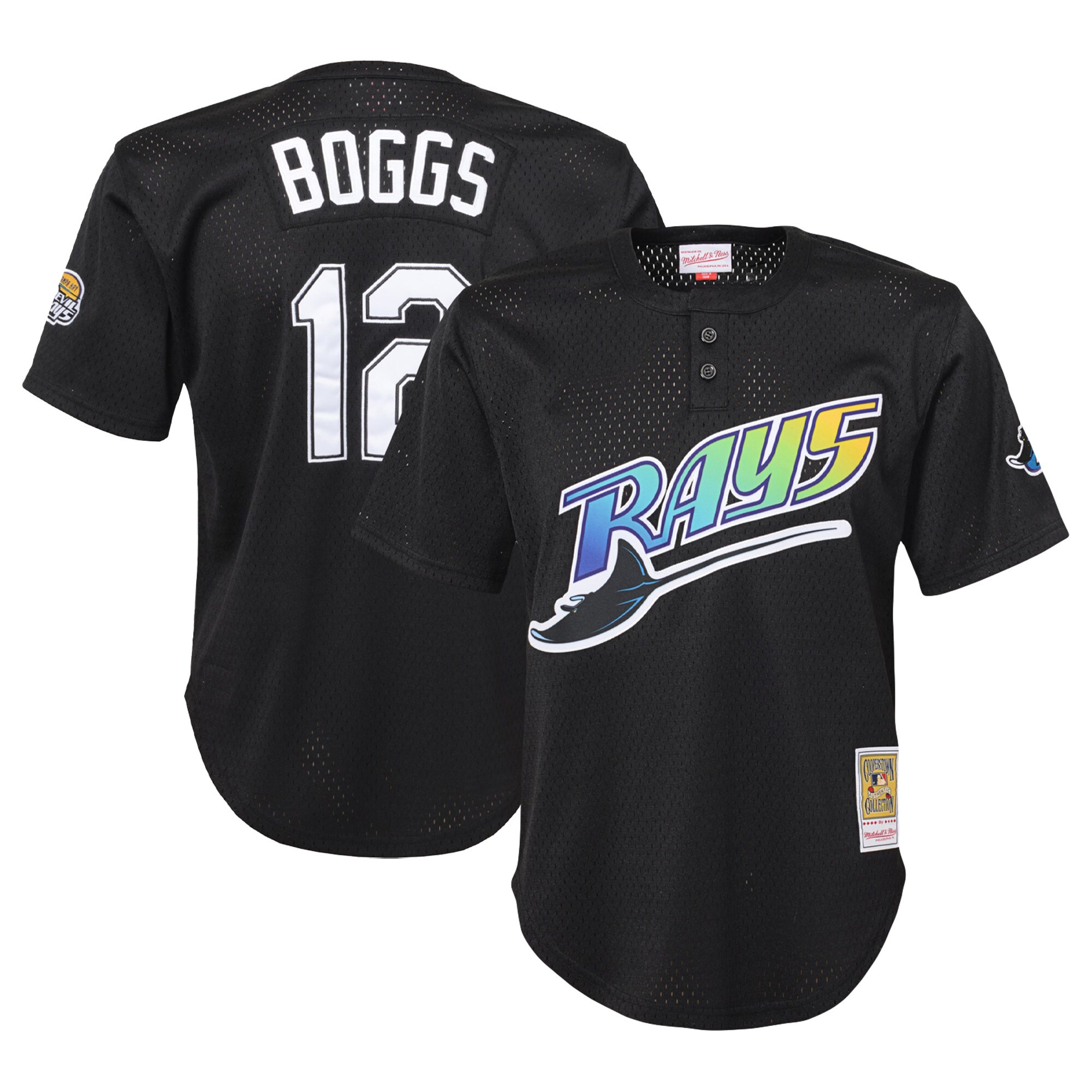 Youth Tampa Bay Rays Wade Boggs Mitchell & Ness Black Cooperstown Collection Mesh Batting Practice Jersey