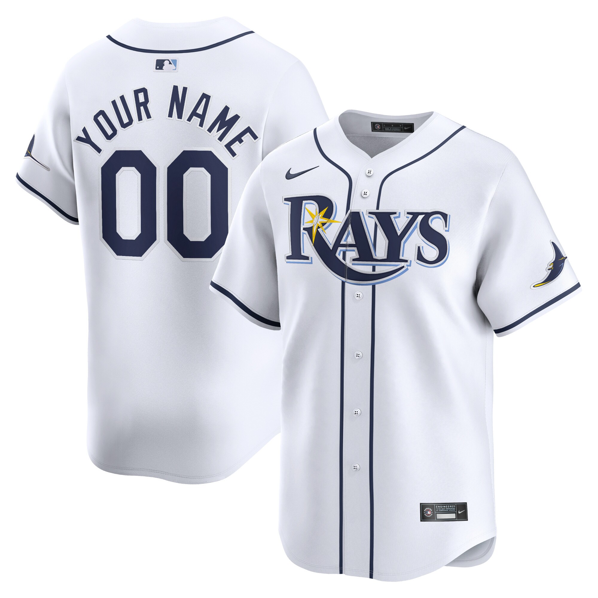 Youth Tampa Bay Rays White Home Limited Custom Jersey