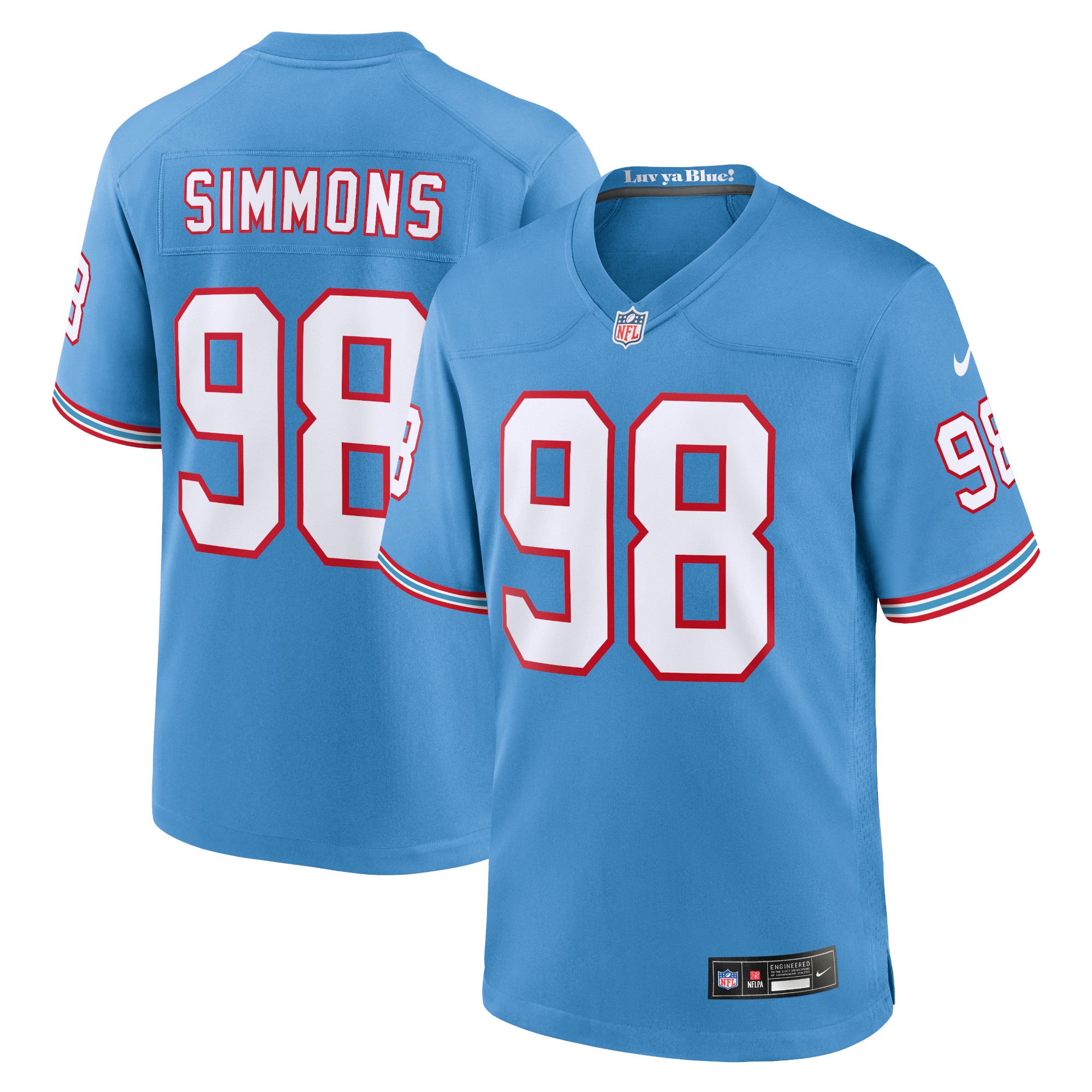 Youth Tennessee Titans Jeffery Simmons Light Blue Game Jersey Js5195