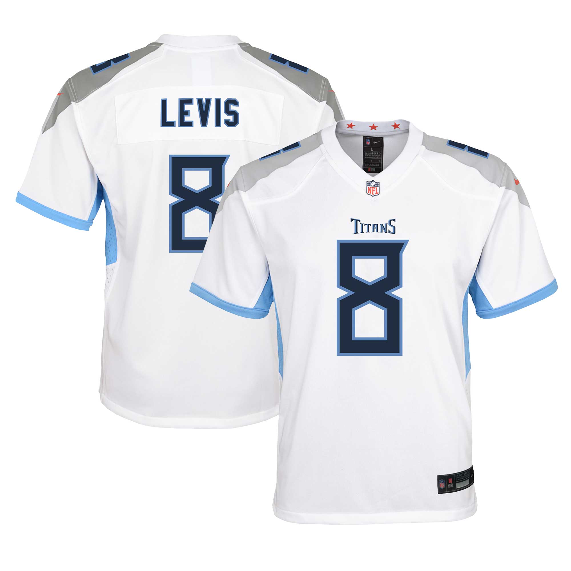 Youth Tennessee Titans Will Levis White Player Game Jersey Js4163