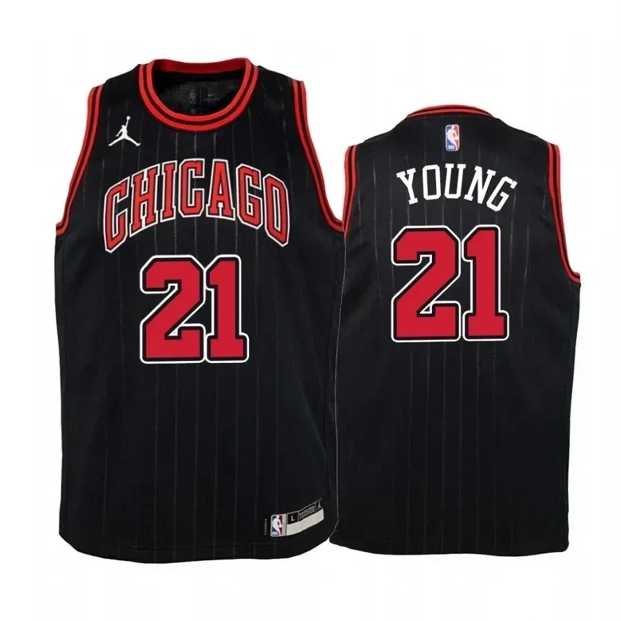 Youth Thaddeus Young Chicago Bulls Black Statet Jersey Jumpman