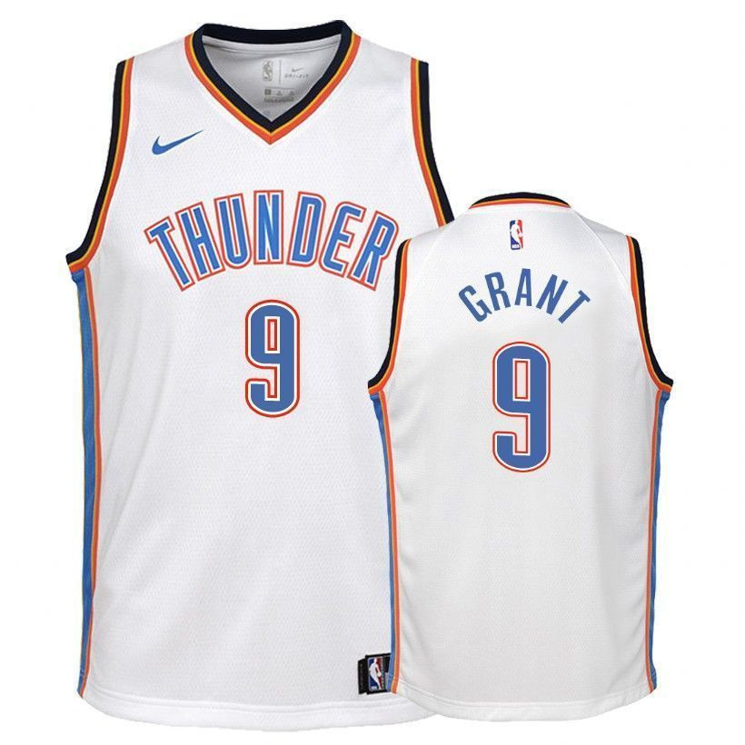Youth Thunder Jerami Grant 9 Association White Jersey