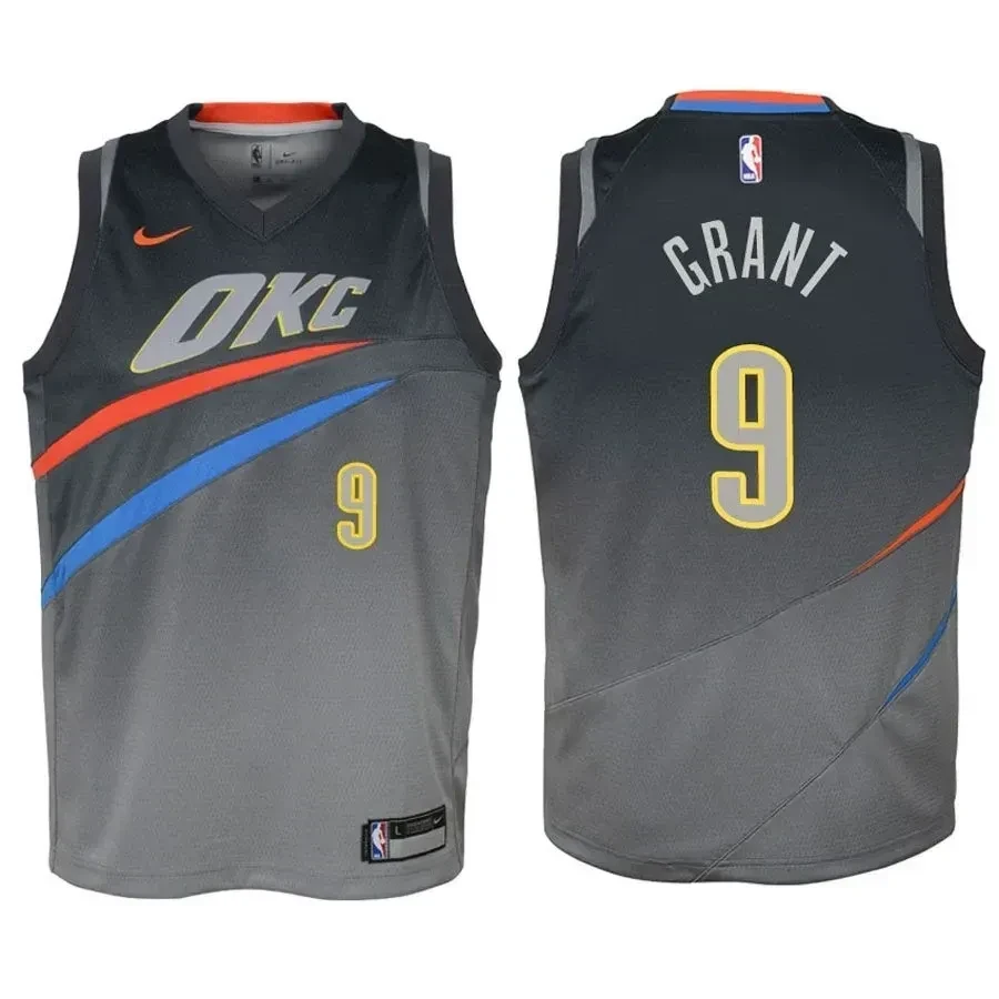 Youth Thunder Jerami Grant 9 City Edition Gray Jersey