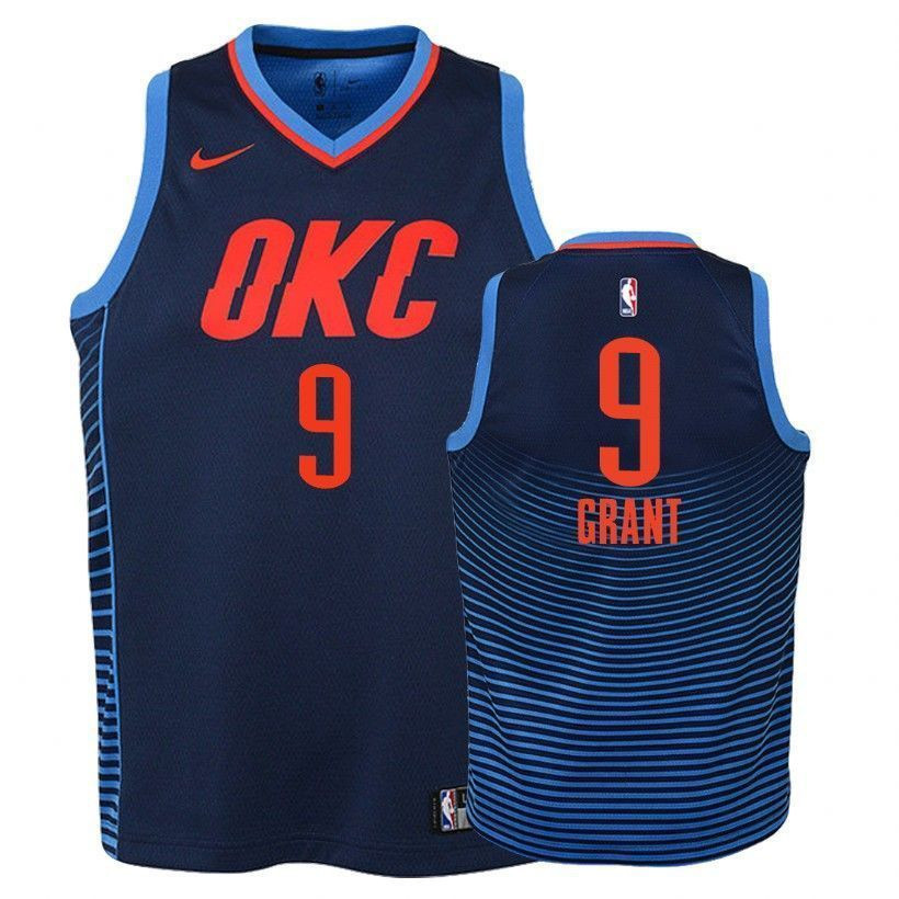 Youth Thunder Jerami Grant 9 Statet Navy Jersey