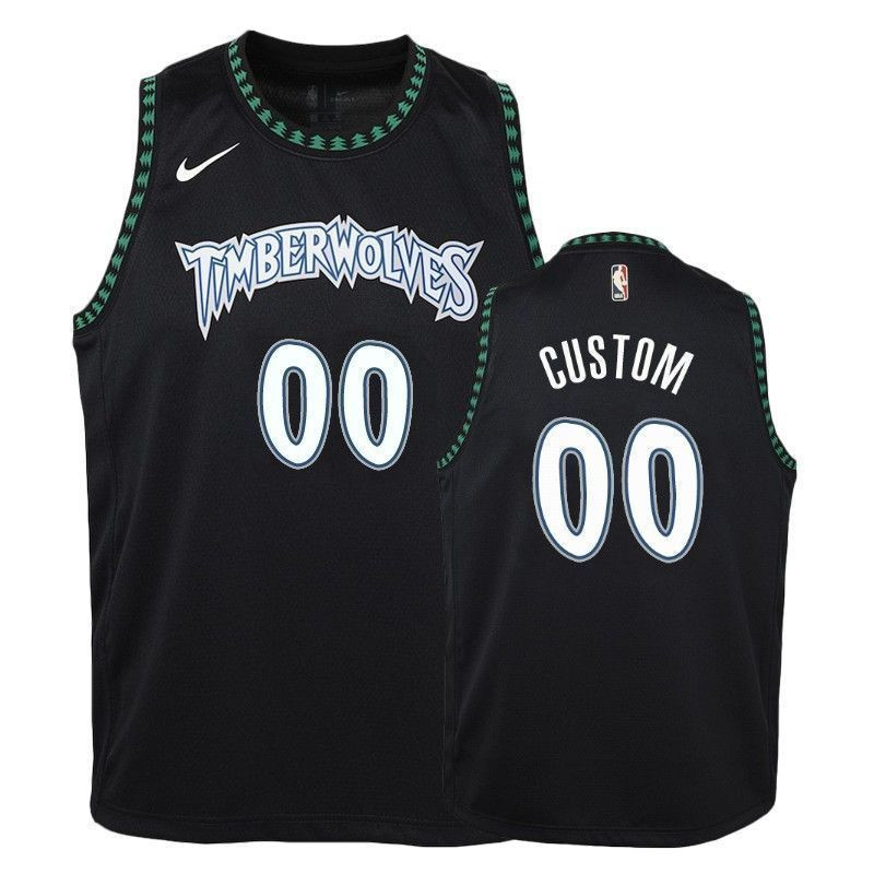 Youth Timberwolves Custom 00 Hardwood Classics Black Jersey