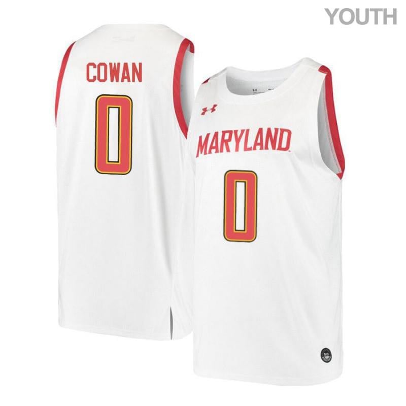 Youth Under Armour 0 Anthony Cowan White Retro Maryland Terrapins Basketball Jersey