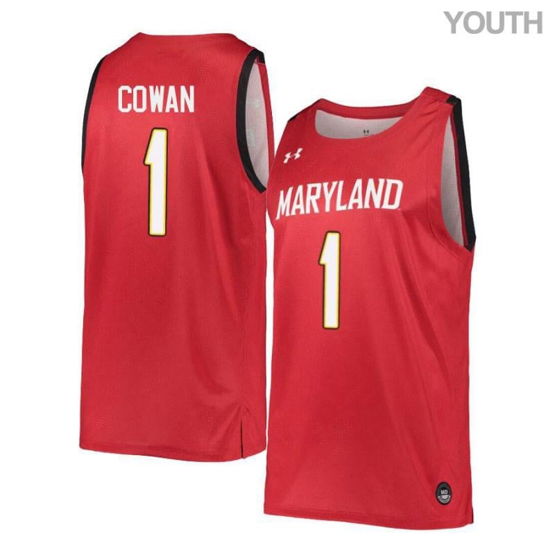 Youth Under Armour 1 Anthony Cowan Red Retro Maryland Terrapins Basketball Jersey