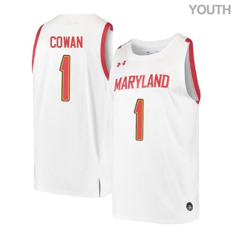 Youth Under Armour 1 Anthony Cowan White Retro Maryland Terrapins Basketball Jersey
