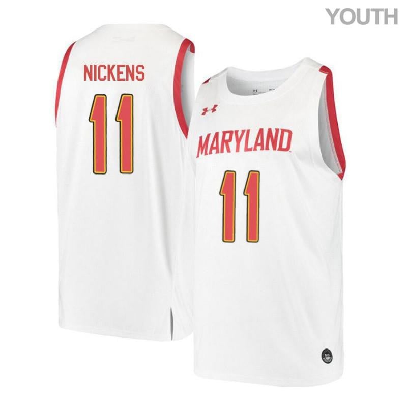 Youth Under Armour 11 Jared Nickens White Retro Maryland Terrapins Basketball Jersey