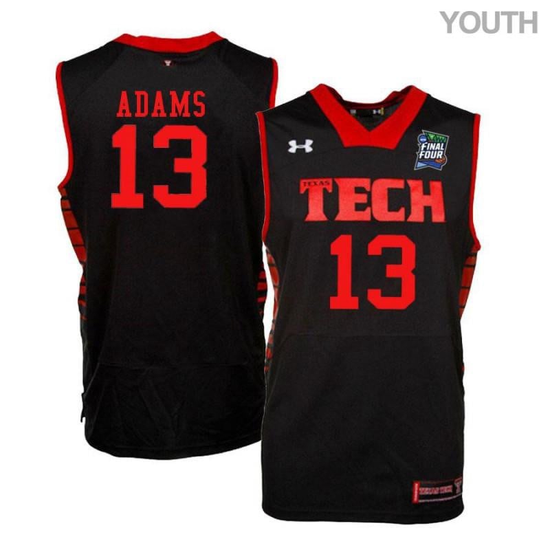 Youth Under Armour 13 Luke Adams Black Texas Tech Red Raiders Basketball Jersey