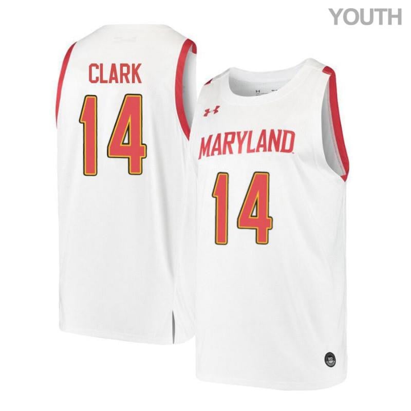 Youth Under Armour 14 Will Clark White Retro Maryland Terrapins Basketball Jersey