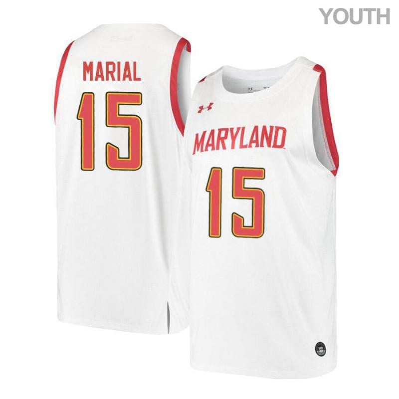 Youth Under Armour 15 Chol Marial White Retro Maryland Terrapins Basketball Jersey