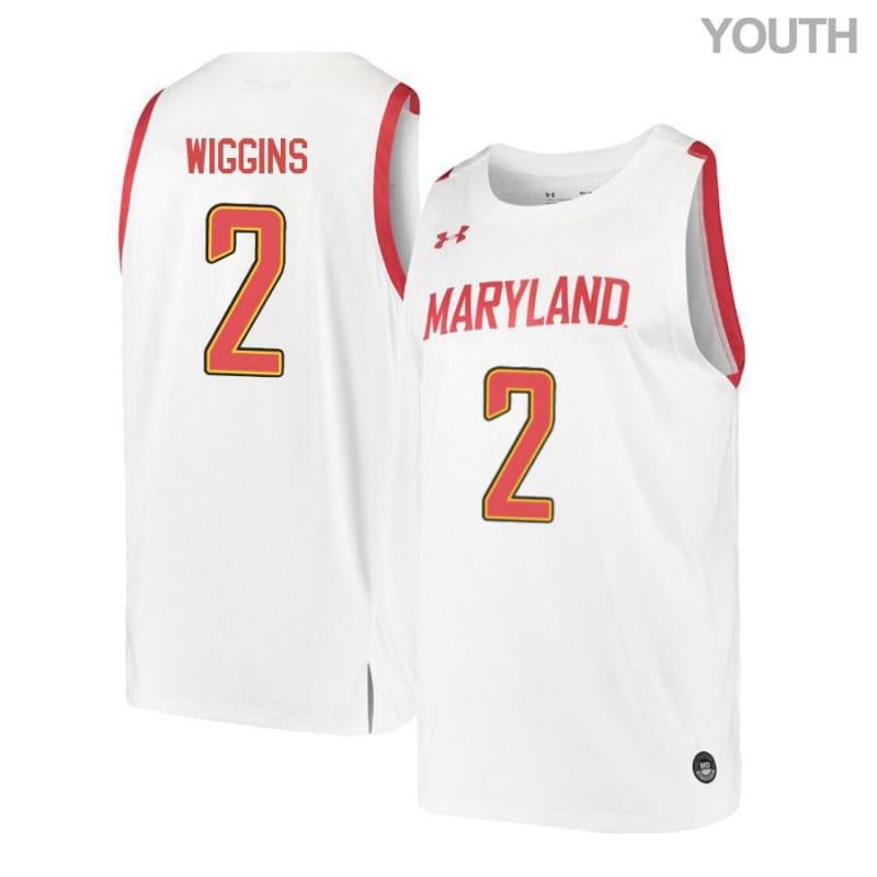 Youth Under Armour 2 Aaron Wiggins White Retro Maryland Terrapins Basketball Jersey