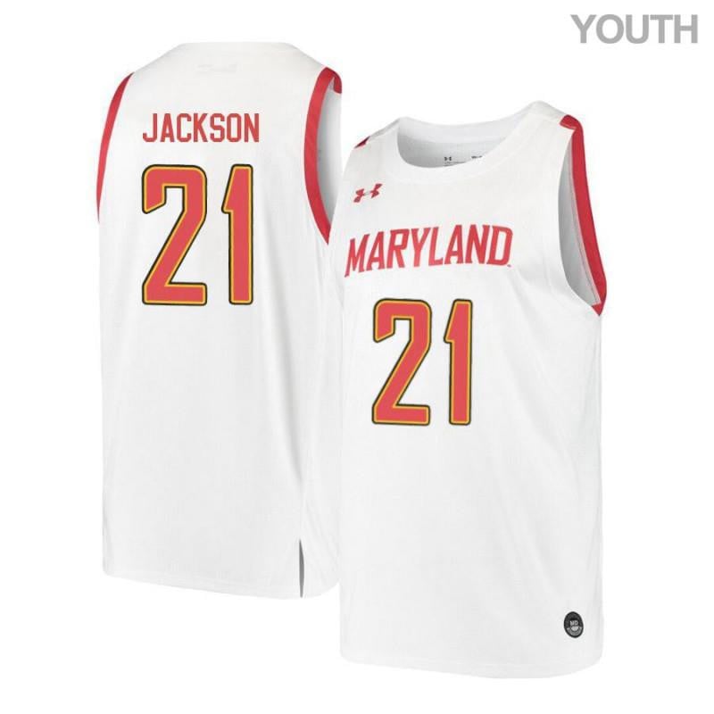 Youth Under Armour 21 Justin Jackson White Retro Maryland Terrapins Basketball Jersey