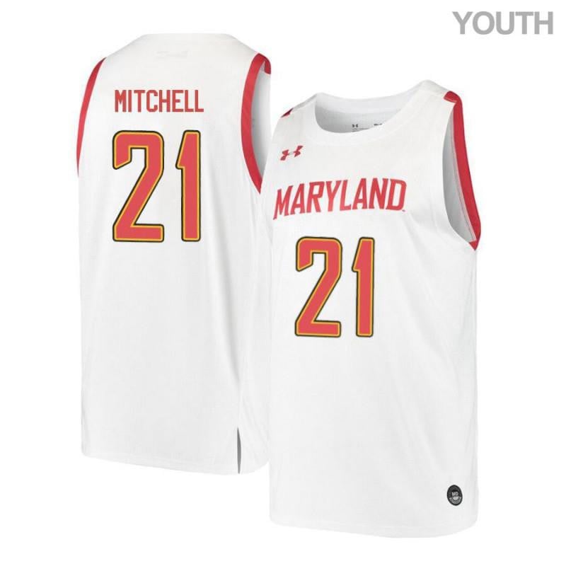 Youth Under Armour 21 Makhi Mitchell White Retro Maryland Terrapins Basketball Jersey