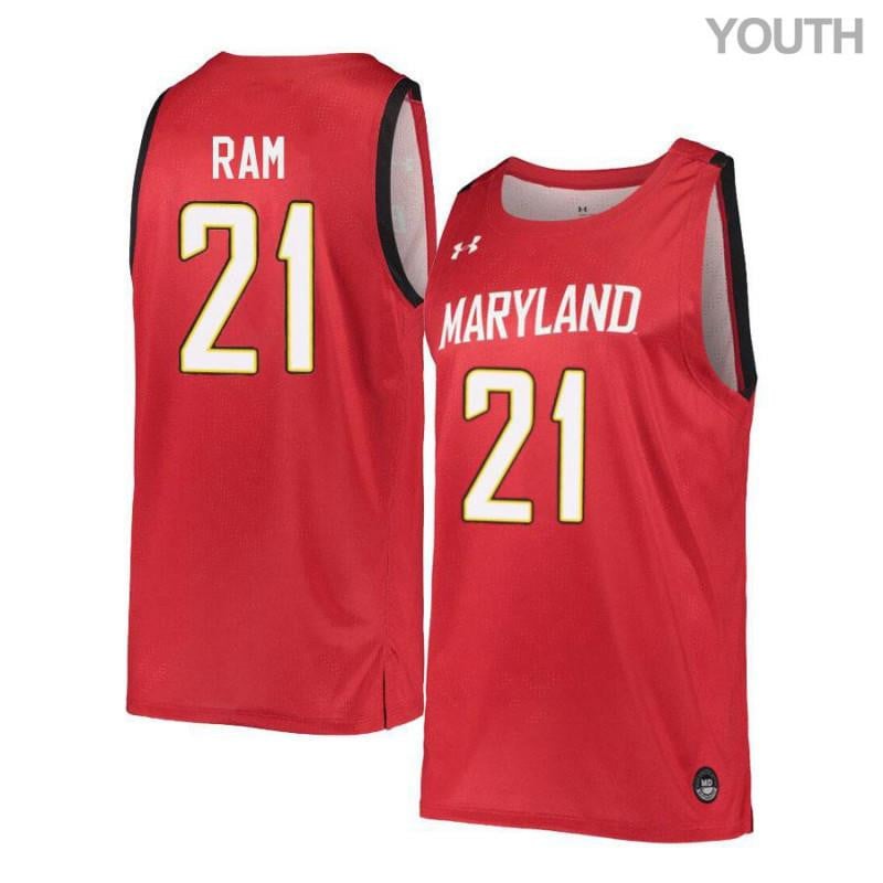 Youth Under Armour 21 Varun Ram Red Retro Maryland Terrapins Basketball Jersey
