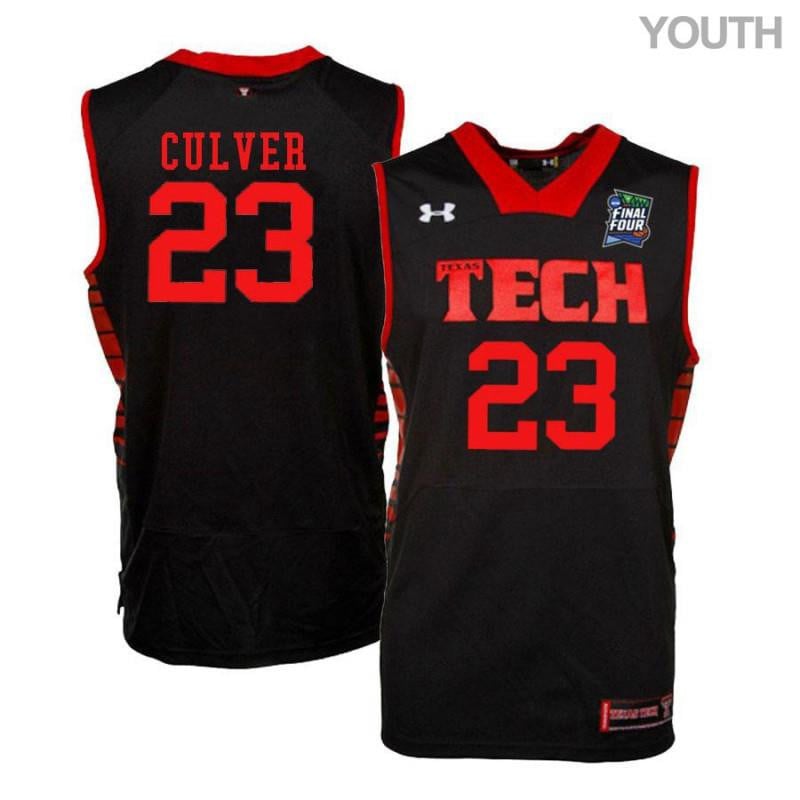 Youth Under Armour 23 Jarrett Culver Black Texas Tech Red Raiders Basketball Jersey
