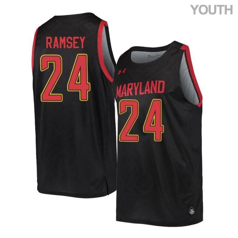 Youth Under Armour 24 Trace Ramsey Black Retro Maryland Terrapins Basketball Jersey