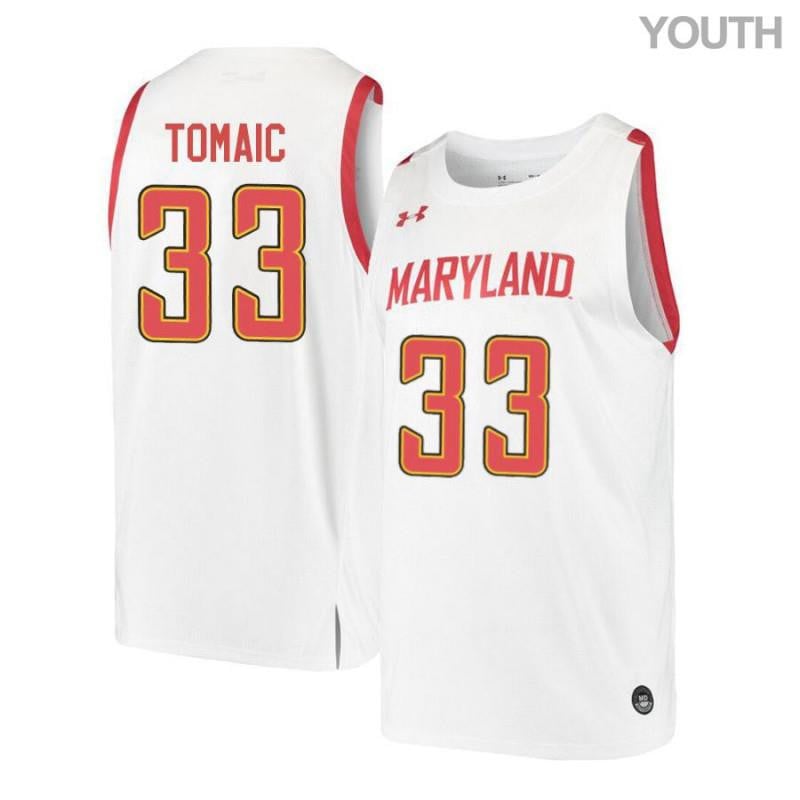 Youth Under Armour 33 Joshua Tomaic White Retro Maryland Terrapins Basketball Jersey
